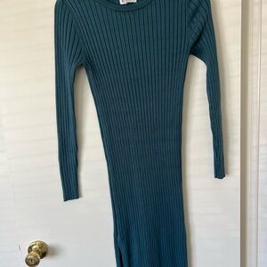Olive &oak Teal Ribbed Knit Dress size small